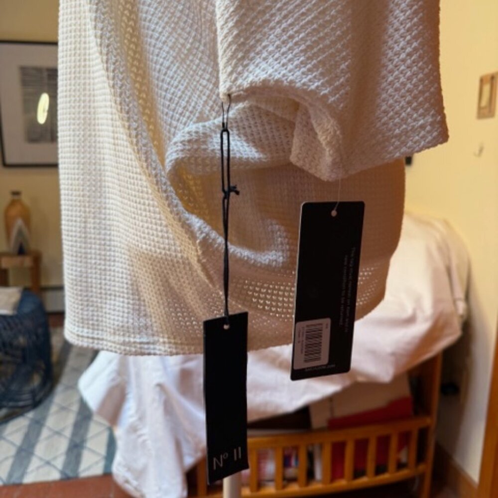 NWT No.11 XL Cream Cowl Short Sleeve Waffle-like Top - Picture 8 of 11